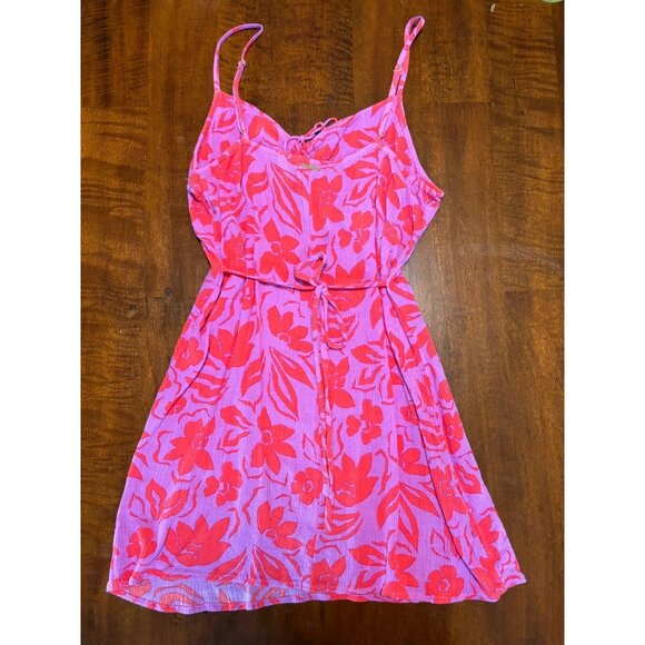 Billabong Hibiscus Red and Purple Floral Beach Cover Up Dress - Picture 2 of 6